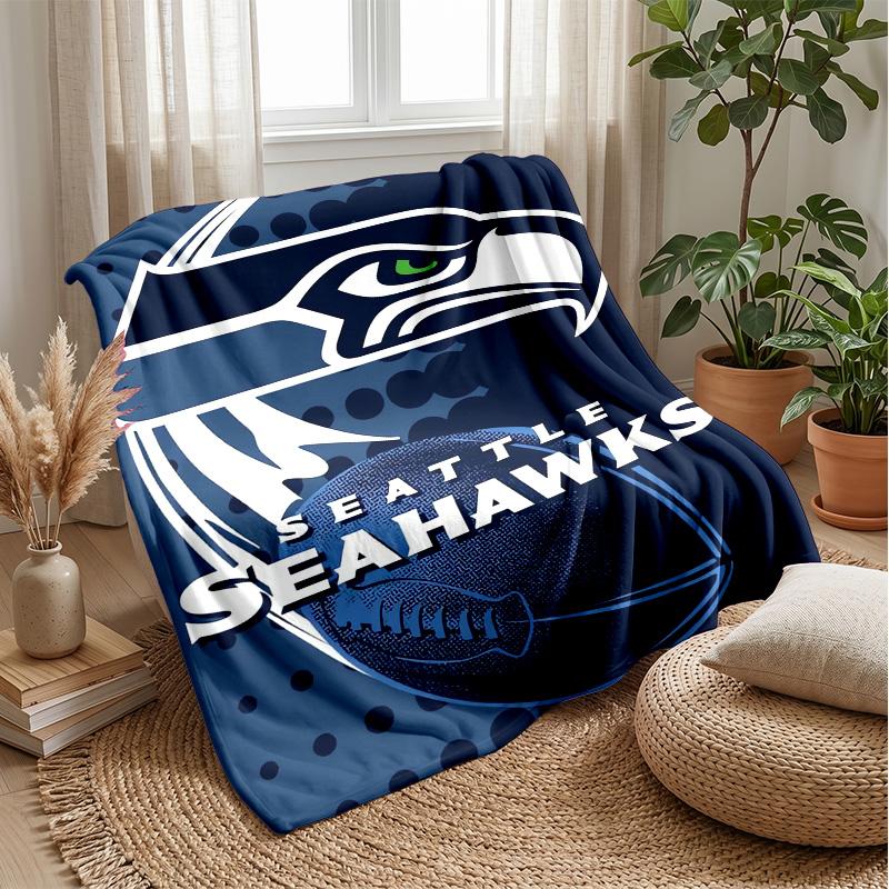 Seattle Seahawks Flanell Fleece Decke Gemütlich Warm Überwurfdecke für Sofa Bett Reise Ganzjahresgebrauch 75x90cm