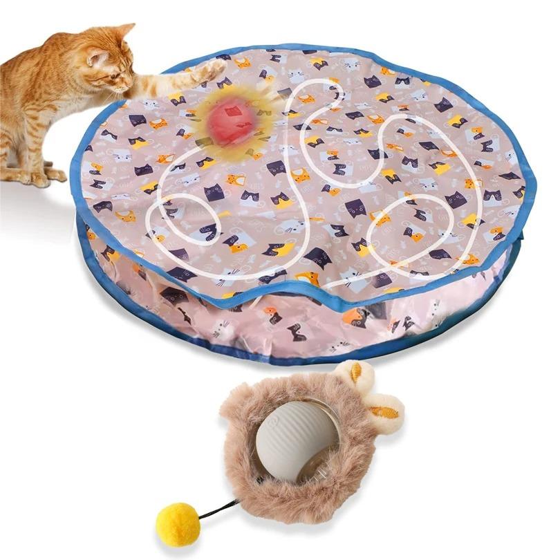 

Interactive Cat Toys Ball Fast Rolling in Pouch Hide and Seek Kitten Toy Motion Activated Interactive Cat Toy for Indoor 2025 сірий колір