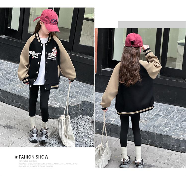 Girls' Spring and Autumn Western-Style Sports Baseball Jacket