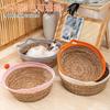 Rattan Cat Litter Summer Hand-woven Rattan Litter Cat Scratching Board Japanese-style Cat Litter Cattail Mat Round Kennel