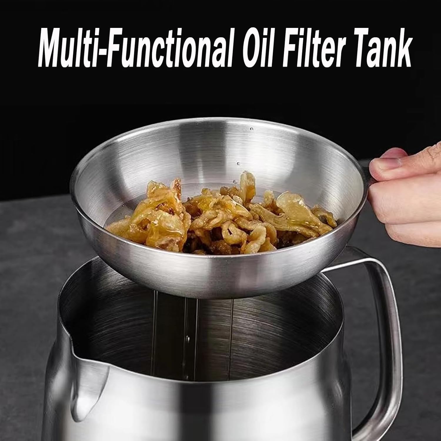 304 Stainless Steel Large Capacity Versatile Oil Filter Vessel Tank,Stainless Steel Oil Filter Pot,Multi-Functional Oil Filter Tank (1.5L)