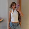 2026 Summer Off-Shoulder Metal Decor Cut-Out Tank Top for Women