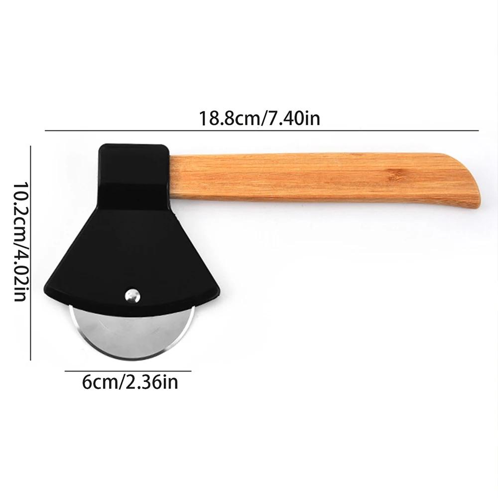 

Pizza Cutter Wheel with Bamboo Handle Stainless Steel Axe Shaped Pizza Slicer for Pizza Pie Waffles Dough Kitchen Accessories