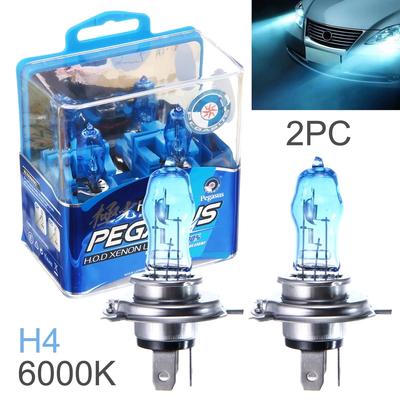 2pcs H4 100W 6000K 3000LM White Light Super Bright Car Headlight Bulbs HOD Halogen Lamp Auto Front Headlight for Car SUV Vehicle
