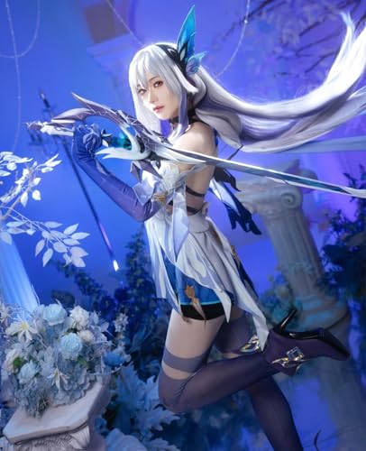 NOKIJP Skark Wig, Genshin Impact Cosplay, Heat-Resistant, Smooth, Easy To Style, Genshin Impact Snezhnaya Skark, Tartaglia's Master