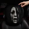 Novelty Horror Style Auto Decor Funny Car Headrest Covers, Ghost Skull Print Cartoon Seat Accessories Protector, Universal Breathable Interior
