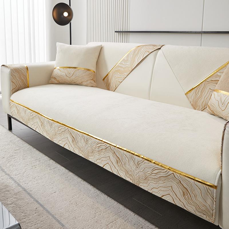 

Chenille Sofa Cushion Solid Color Wear-resistant All Season Universal Comfortable Anti Slip Skin Friendly Sofa Cover Cloth Towel 70X70cm білий