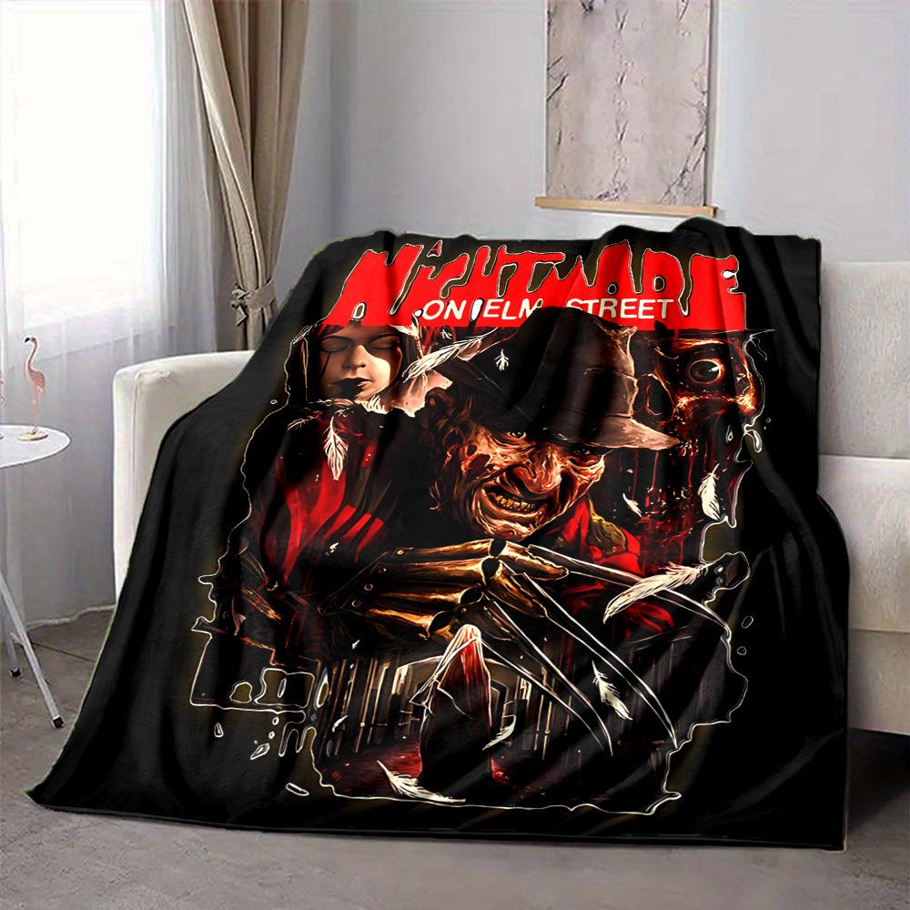 1pc A Nightmare on Elm Street Flannel Throw Blanket - HD Printed Lightweight Soft Warm All-Season Blanket for Sofa, Bed, Travel, Camping 072