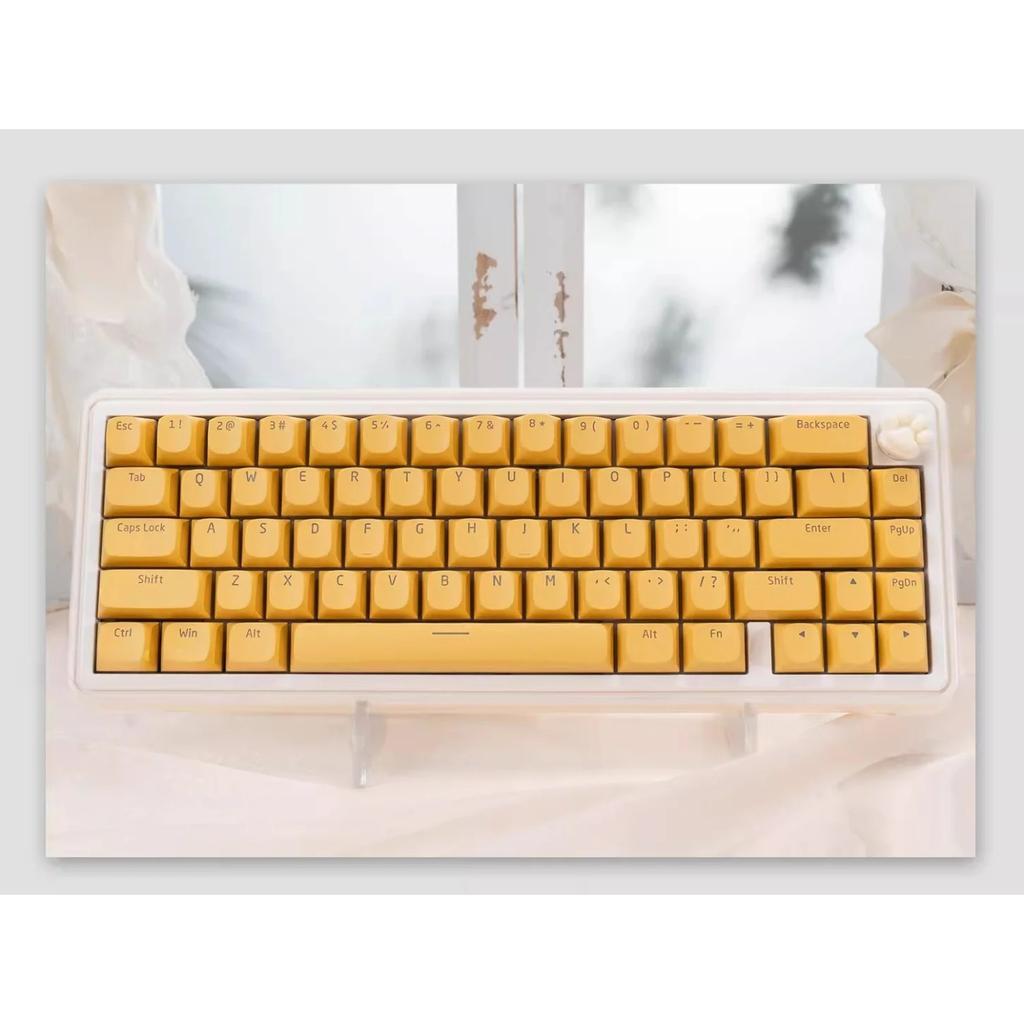 Little Pudding Yellow Character Translucent OEM Key Cover Kit PBT+PC 117 Key for 68 75 87 104 Mechanical Keyboard