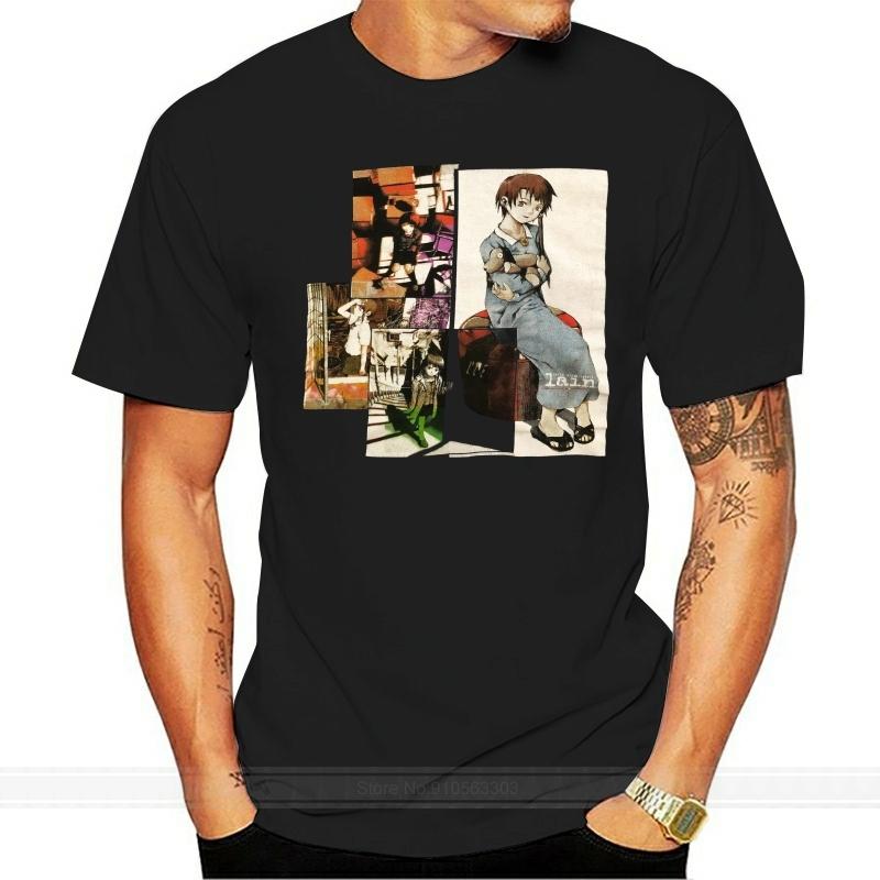 Original Serial Experiments Lain 1999 Shirt Round Collar Short Sleeve Tee Shirts top tee