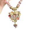Vintage Angel Pendant Necklace, Sparkling Chunky Beaded Necklace, Pink Faux Diamond Heart Necklace, Retro Jewelry for Women