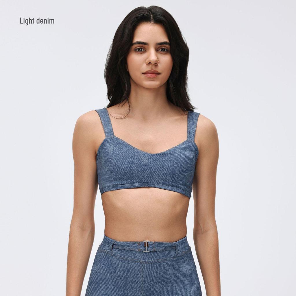 Denim Style Yoga Bra Nude Feel, Anti-Sagging, Shock Absorption, Side Boob Reduction, Running Sports Bra D26063