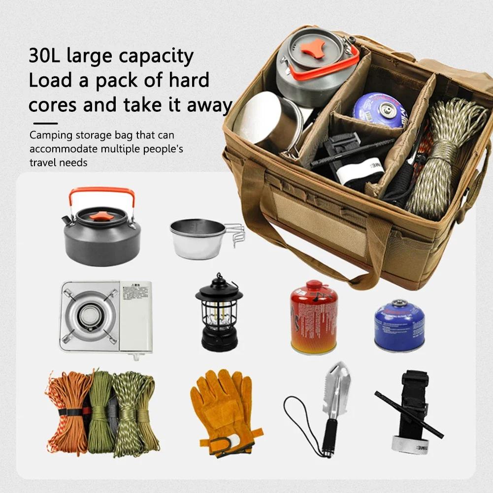 30L Camping Storage Case Camping Cooking Utensil Organizer Large Capacity Car Trunk Storage Bag Collapsible Utility Supplies