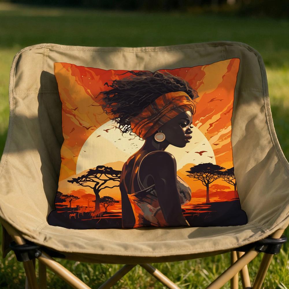 African American Woman Cushion Cover Soft Reversible  Durable Pillow Cover  MultiScene Use for Home  Car Daily Comfort