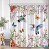 Floral Hummingbird Shower Curtains Watercolor Flowers Butterfly Dragonfly Birds Plant Bath Curtain Modern Fabric Bathroom Decor
