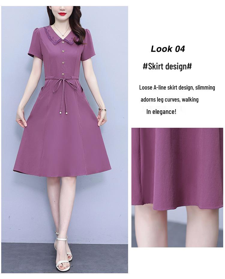 Chic Short-Sleeved Slim Fit Summer Dress for Women - Mid-Length, Belly-Covering, Goddess Style