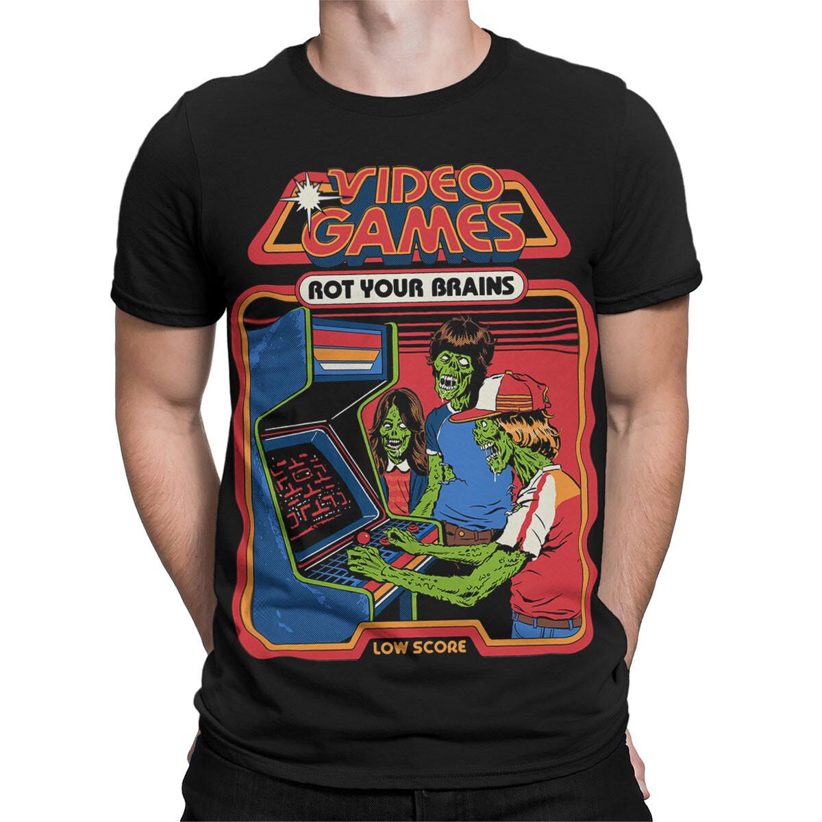 Video Games Rot Your Brains 90s Fun T Shirt for Gamers #SR#T433 L