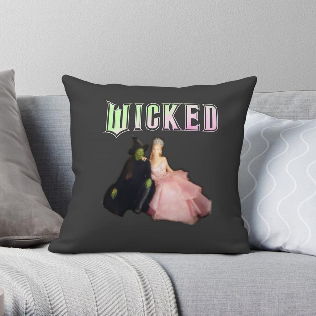 Wicked Glinda Elphaba Fantasy Square Pillowcase Polyester Linen Velvet Pattern Zip Decorative Sofa Seater Cushion Case