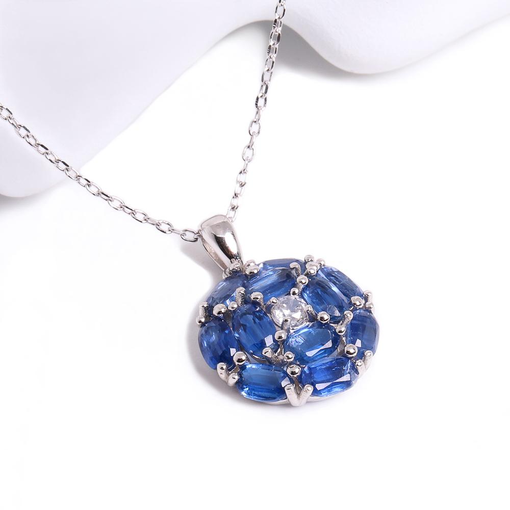 Light Luxury Real Gemstone Natural Blue Kyanite Pendant Necklace 925 Silver Fine Jewelry Elegant and Noble Gift for Women