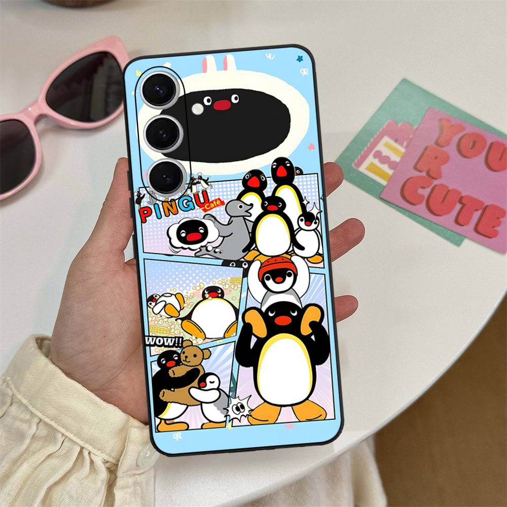 Funny Cartoon P-Pingu Phone Case For Samsung S 24 Fe 25 Ultra Plus 20 Lite 21 30 22 23 24 22 Ultra 5G Fundas