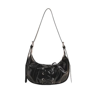 Lapimou Hobo Bag, Shoulder Bag, Horizontal, Ribbon, Women's Handbag, Silver Bag, Y2K Ballet Core, Horizontal Bag, Black, Silver, Shoulder Strap,