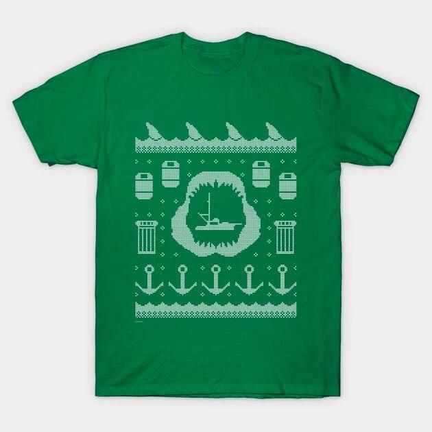 Jaws - Ugly Christmas Pattern Made in Australia T-Shirt M