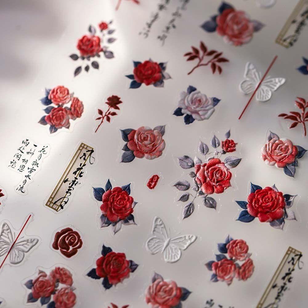 Flowers Chinese Nail Decals Phoenix Chinese Nail Decorations Vintage Chinese Nail Stickers  Gifts