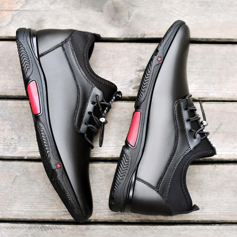 Fashion Men's Casual Shoes Leather PU Black Spring Male Footwear Loafers Soft Bottom Lace Up Outdoor Business Sneakers Shoes For Men