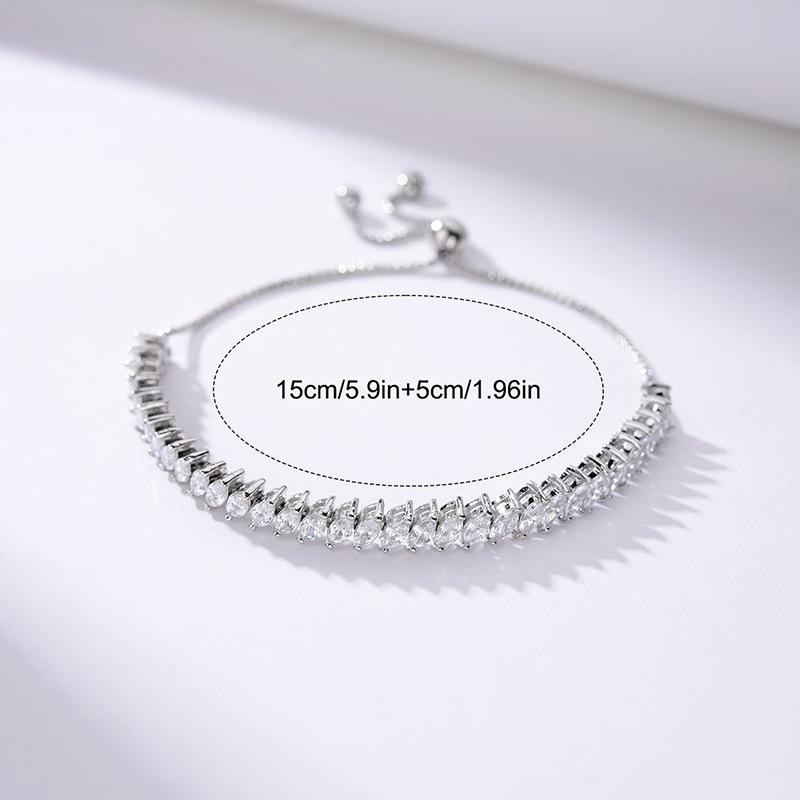 European and American adjustable zircon bracelet single row prismatic stone versatile fashion bracelet simple design jewelry