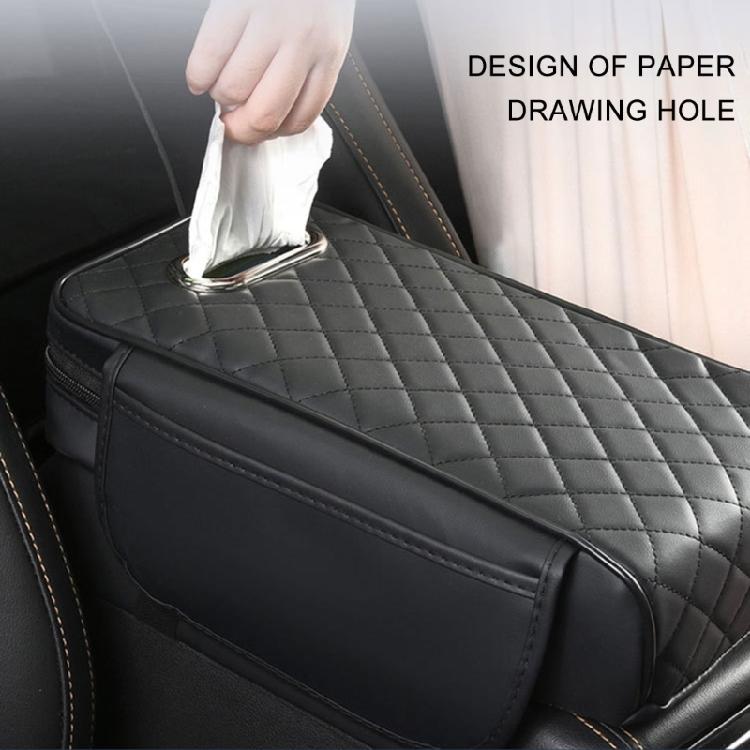 Car Armrest Cushions with Hand Storage Microfiber Leather Practical Car Armrest Pad with Integrated Tissue Dispenser