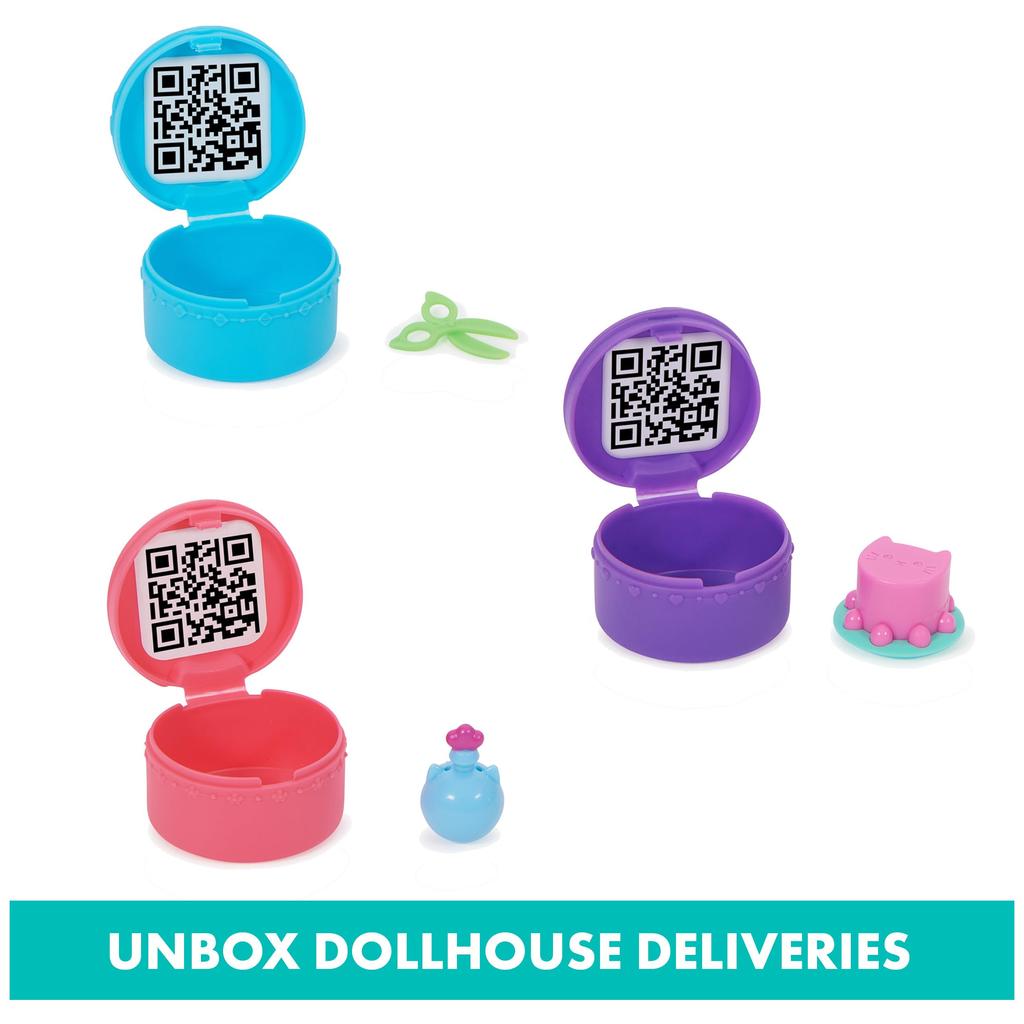 Gabby's Dollhouse Clip-On Playset (3-Piece Set) Includes Cake Pan, Baby Box, Mercat Toy Figure, and Dollhouse Accessories, Ages 3+