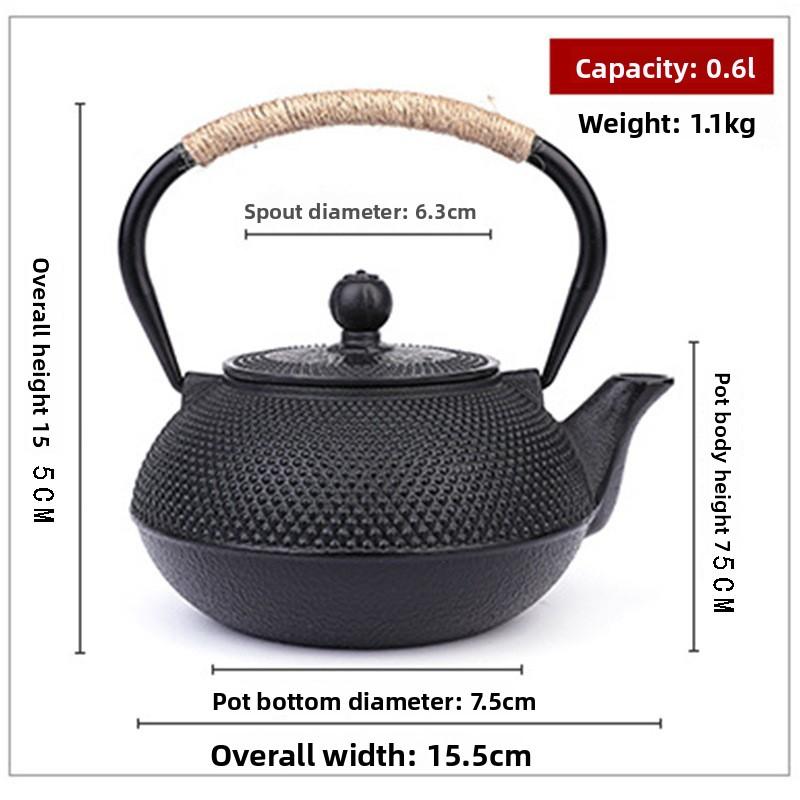 Retro Matte Cast Iron Kettle 0.3L0.6L0.9L1.2L1.8L Small Particle Imitation Southern Japan Iron Pot