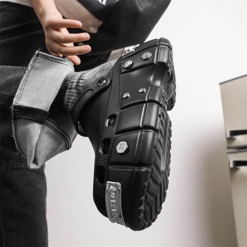 Sommar Dam-/herrtofflor med tjock sula i EVA, Trädgårdsskor med tjock sula i metall