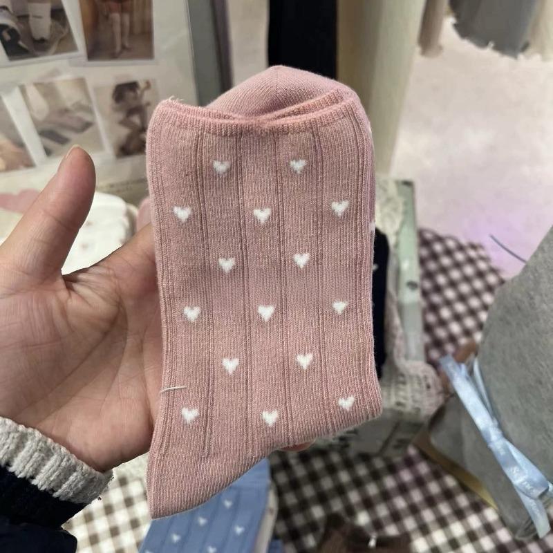 

Короткие носки в форме сердца для женщин, Модный, ретро и простой стиль средней длины, Свежие и универсальные хлопковые носки 1 pair розовый