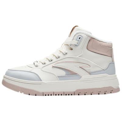 982 Fleece Lined Comfortable Thermal Slip Resistant High Top Skateboard Shoes Women's White Pink Blue 122448961-4