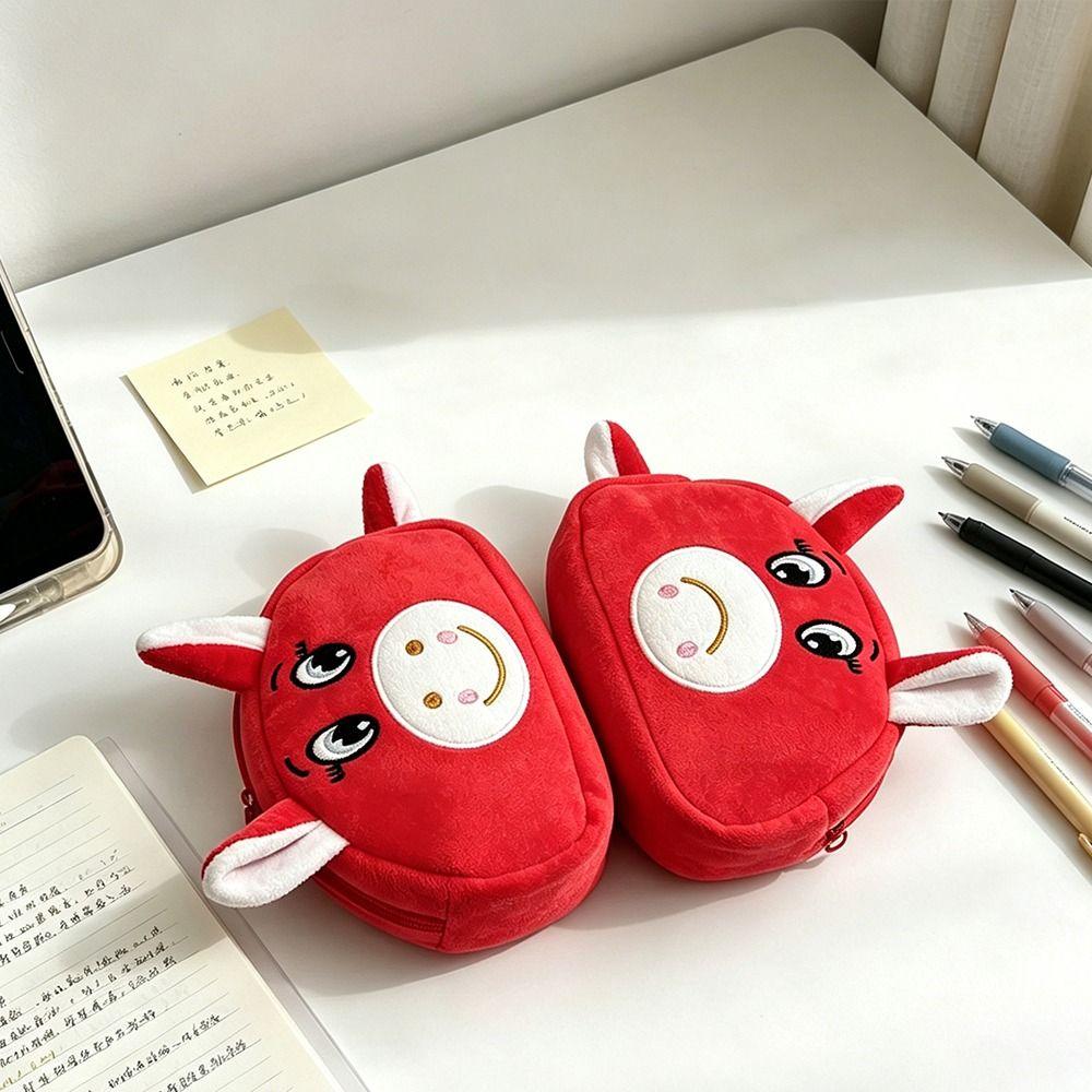 Large Capacity Pencil Case Plush Stationery Pouch Cartoon Earphone Pouch Stationery Organizer
