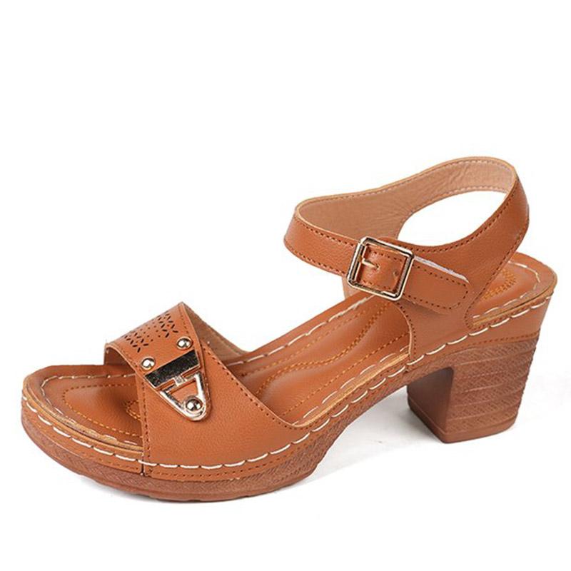 

SyfIyno Женские шлепанцы на толстом каблуке Удобные и прочные Повседневные сандалии-клинья на высоком каблуке Кожаная пряжка Большой размер 36-43 43 оранжевый