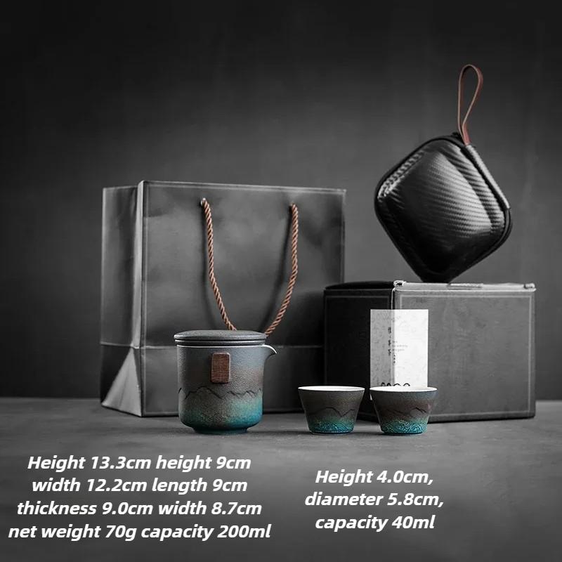 Aesthetic Luxury Travel Tea Cup Set Ceramic Portable Bag Travel Mug Outdoor Retro Antique Mugs Coffee Cups Unusual China Teaware Handmade Giftbox