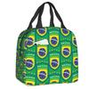 Brazil Flag Resuable Lunch Boxes Women Waterproof Cooler Thermal Food Insulated Lunch Bag School Children Student
