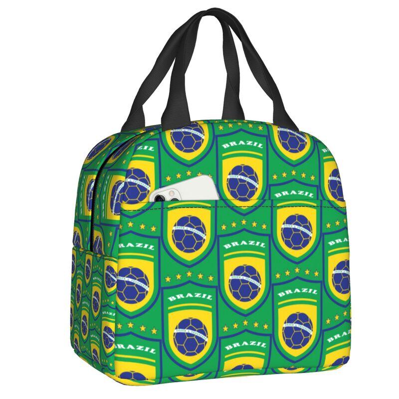 Brazil Flag Resuable Lunch Boxes Women Waterproof Cooler Thermal Food Insulated Lunch Bag School Children Student