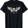 Unisexs Y2k Retro Gothic Punk Tshirt Black Skull And Wing Pattern Unisexs Tshirt Summer New Style Unisex Tshirt