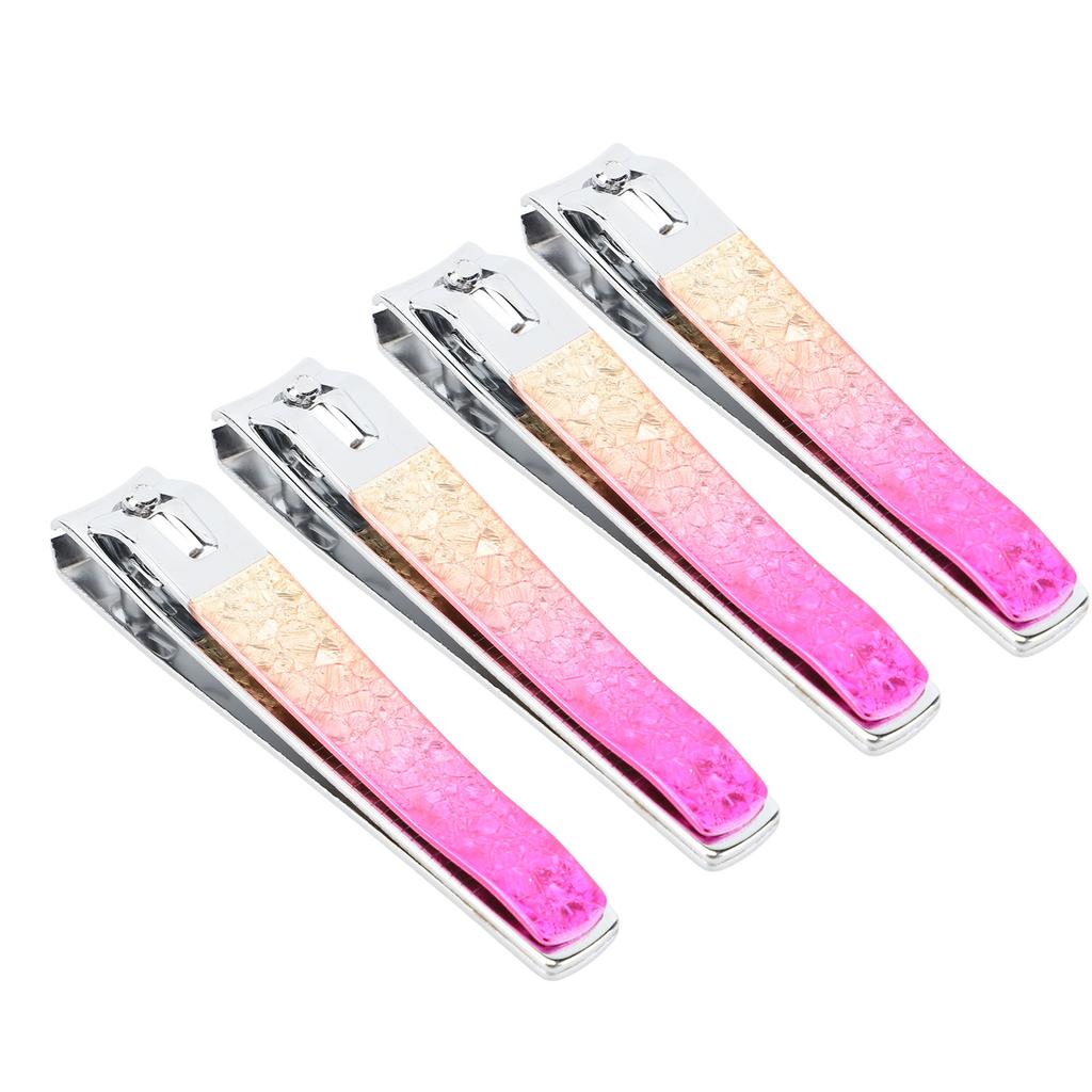 4pcs Nail Clippers Electroplating Stainless Steel Fingernail Clippers Comfortable Grip Toenail Clipp