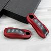 Autosleutelhoes Bordeaux Rood Kleur voor Porsche Mancan Panamera Cayenne 718 911 Boxster Cayman Sleutelhoes Shell Vervangingskit