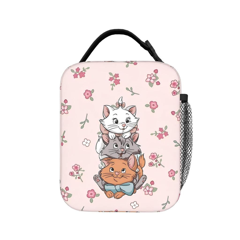 Maries Cat Insulated Lunch Bags Cooler Bag Reusable,Meal Container Cute Kitten Anime Large Tote Lunch Box Food Bag