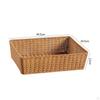 Rectangular Woven Basket Handwoven OpenTop Storage Reinforced Rim for Kitchen Counter, Table