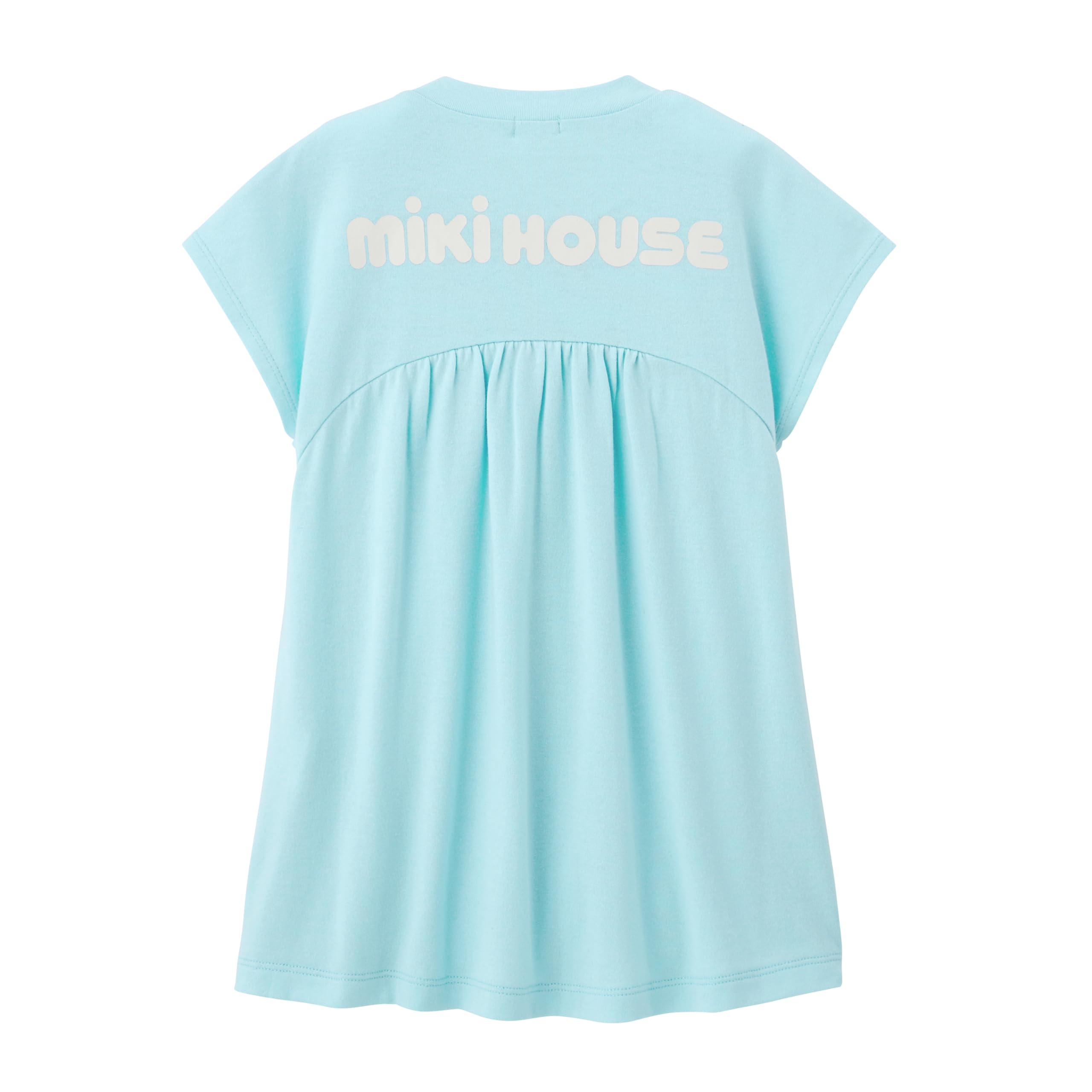 

MIKI HOUSE Back Logo Short Sleeve Dress, Solid Color, Logo, Girls Baby/Kids Clothing, Kindergarten/School, 10-1911-683, 130cm, Sax