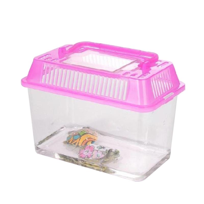 Portable Handheld Plastic Fish Tank Transparent Cutout Design For Turtle Petfish