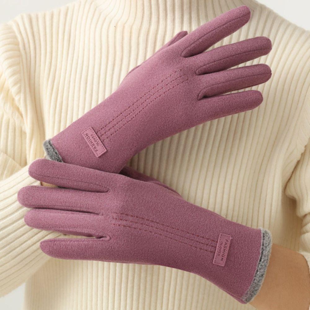 

Осенне-зимние перчатки для верховой езды, теплые варежки для спорта на открытом воздухе, модные перчатки с полными пальцами для женщин фиолетовый