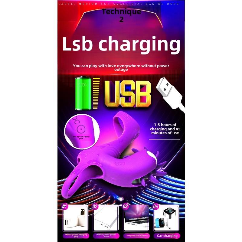 Upgrade Rotating Magic Tongue Ring II Triple Cum Locking Vibrating Ring Erotic Ring Adult Sex Products