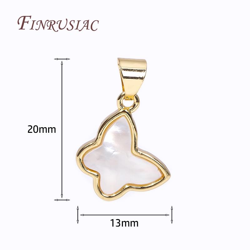 Flera typer DIY Smyckestillverkning Berlocker 18K Guldpläterad Mässing Inlagd Snäcka Berlocker För Halsband Smyckesmaterial